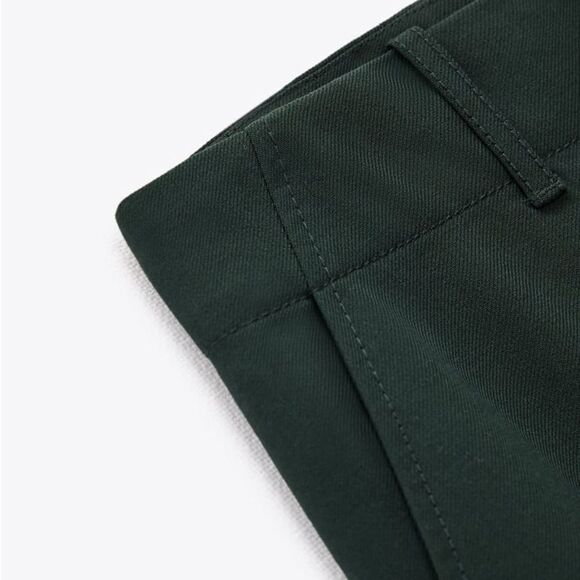 Zara Wool Blend Pants Bottle Green New - Picture 5 of 9